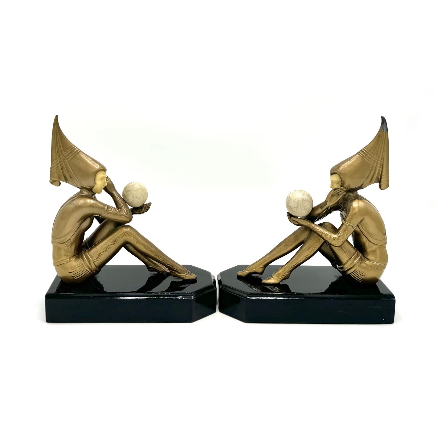Vintage C. 1930 Art Deco Henri Fugere Pixie Fairy Girl J.B. Hirsch Bookends